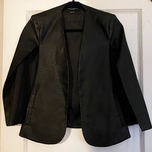 AKIRA Elegant Black Vegan Leather Blazer Cape